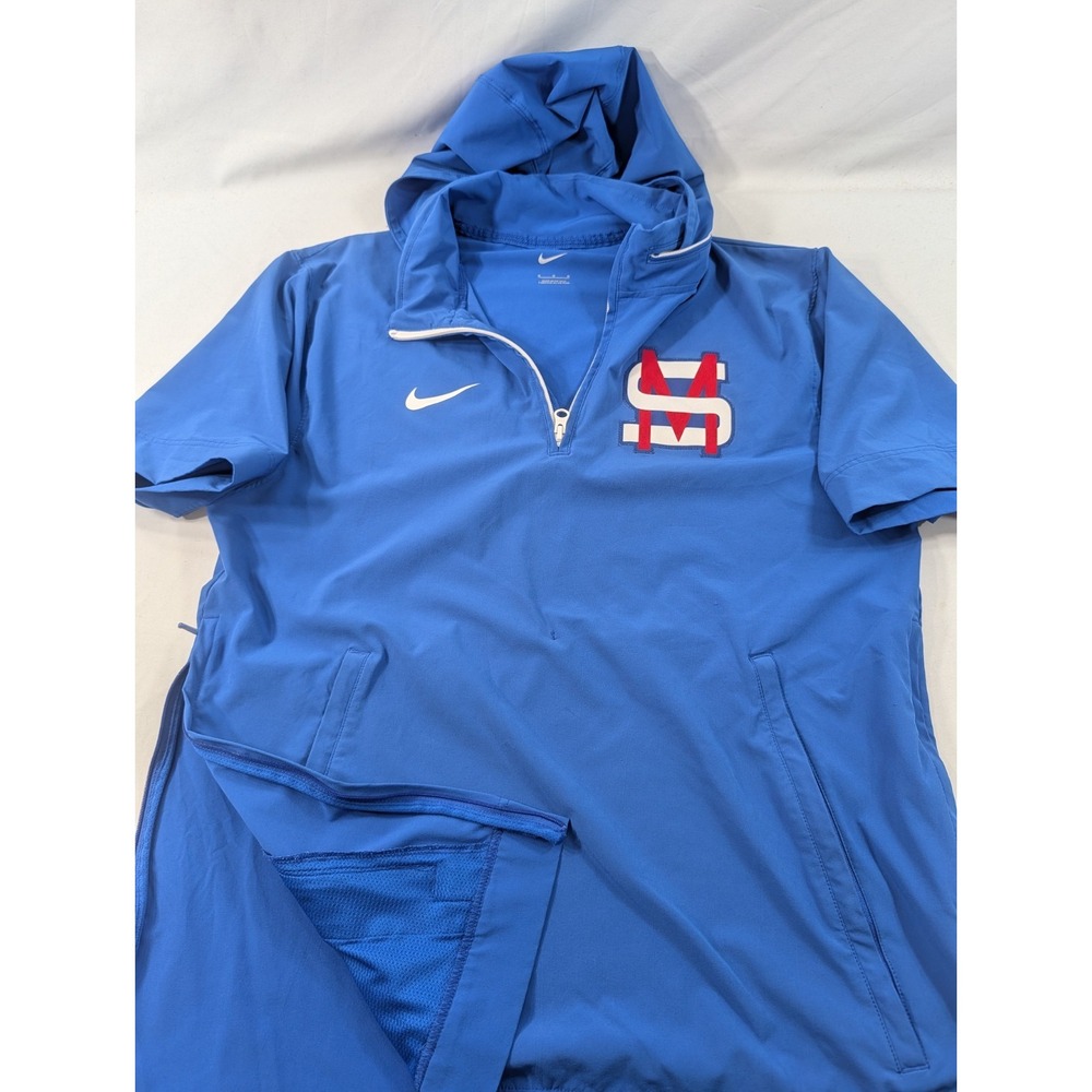 Nike Men's Cage Short Sleeve 1/4-Zip Jacket Blue Side Zip Medium Murray State